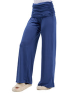 24seven Comfort Basic Womens Soft Stretch Ruched Waist Wide Leg Pants