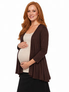 24seven Comfort Basic Maternity Elbow Sleeve Open Front Cascading Shape Jacket