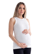 24seven Comfort Basic Maternity Ribbed Knit Round Neck Sleeveless Tank Top