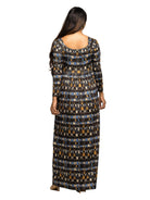 24seven Comfort Essential Maternity Brown Geometric Print Square Neck Long Sleeve Empire Waist Maxi Dress