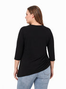 24seven Comfort Basic Curvy Soft Stretch Three-Quarter Sleeve Relaxed Top