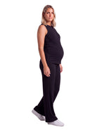 24seven Comfort Basic Maternity Ribbed Knit Tank Top and Elastic Waist Wide Leg Pant Set