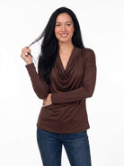 24seven Comfort Elevate Womens Cowl Neck Long Sleeve Top