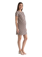 24seven Comfort Essential Maternity Geometric Short Sleeve Round Neck Mini Shift Dress