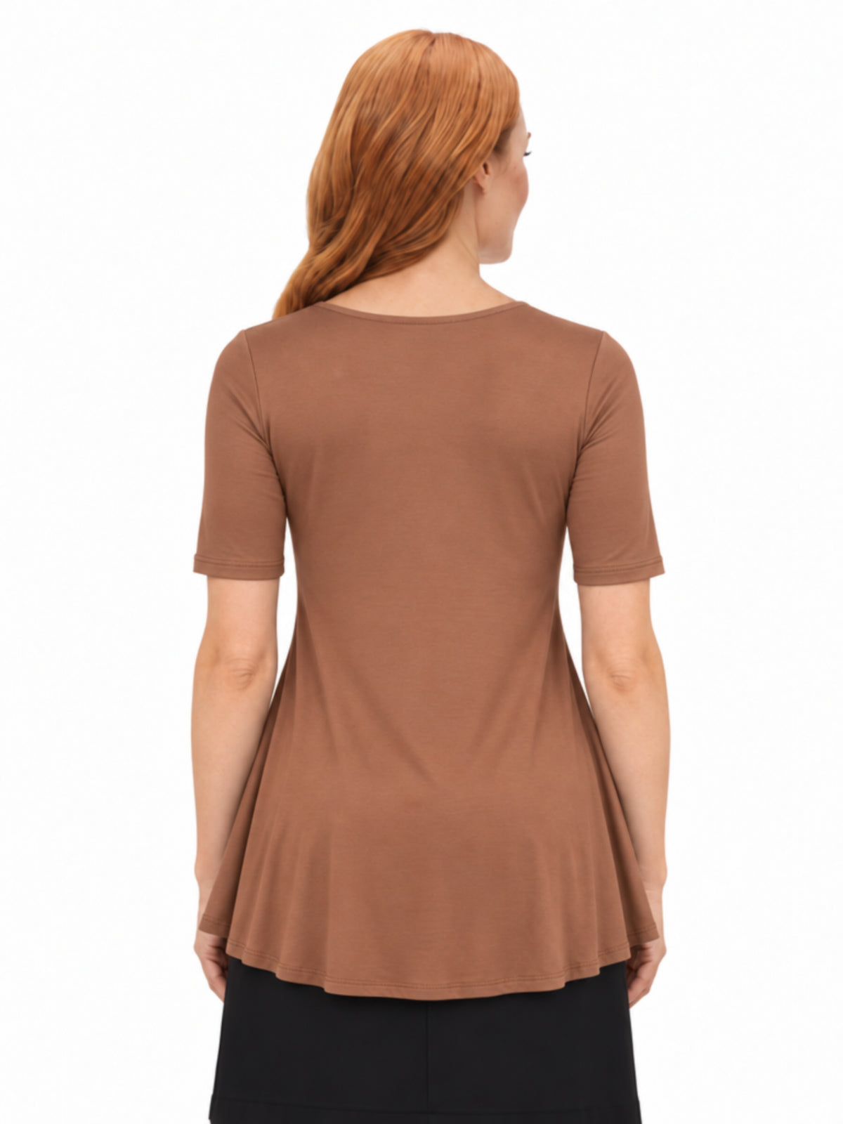 24seven Comfort Basic Maternity V Neck Elbow Sleeve Flared Henley Style Tunic Top