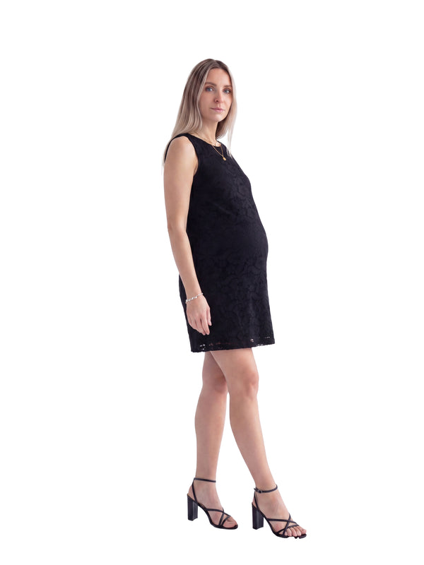 24seven Comfort Elevate Maternity Lace Sleeveless Boat Neck Mini Shift Dress