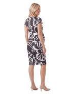 24seven Comfort Essential Maternity Abstract V Neck Short Sleeve Knee Length Faux Wrap Dress