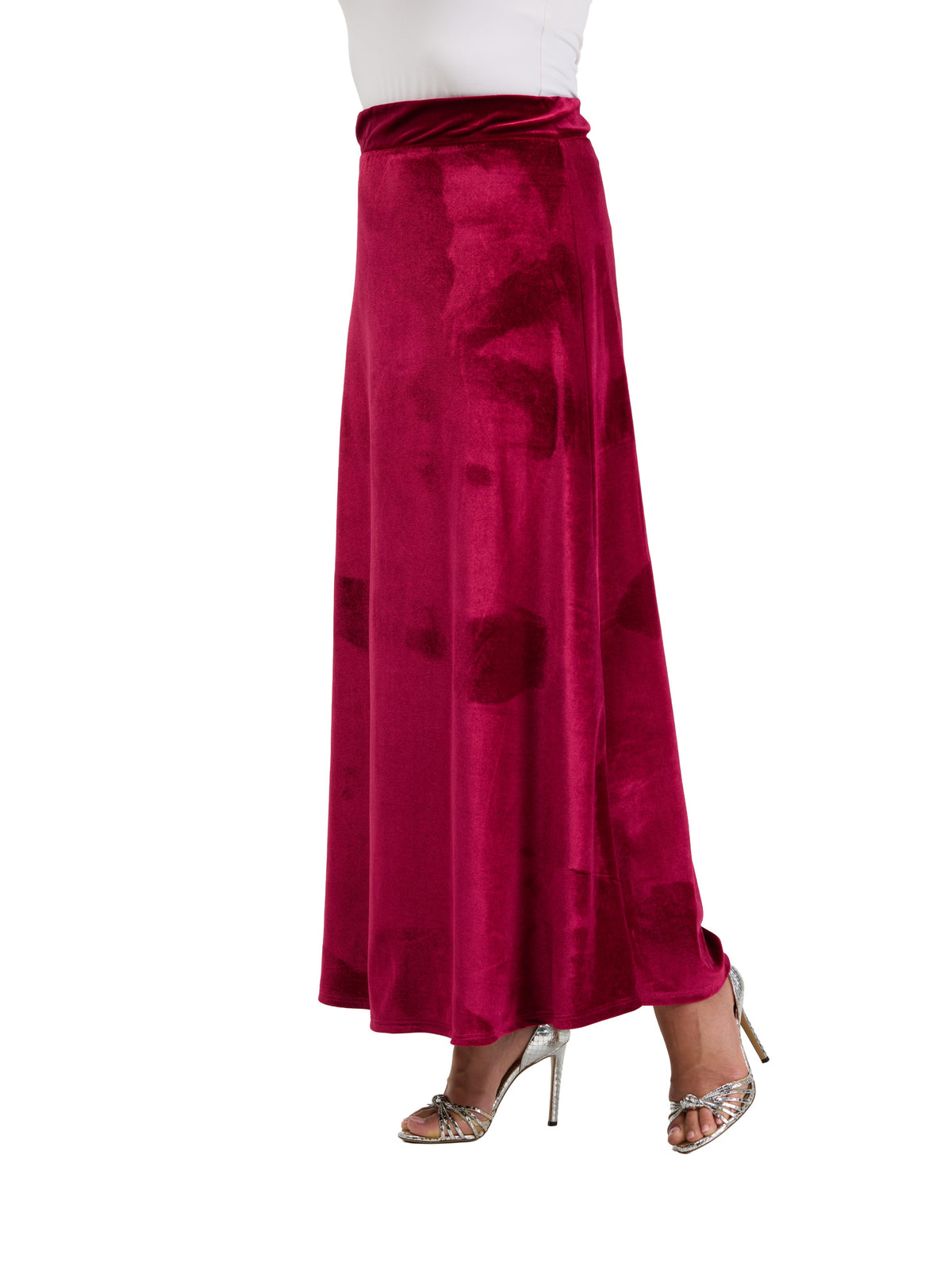 24seven Comfort Elevate Womens Velvet Elastic Waist Soft Stretch Maxi Skirt