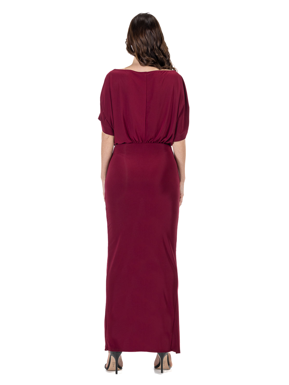 24seven Comfort Elevate Petite Off the Shoulder Draped Slit Maxi Dress