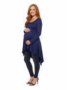 24seven Comfort Essential Maternity Long Sleeve Knee Length Asymmetrical Tunic Top