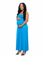 24seven Comfort Essential Maternity Strapless Empire Waist Ruched Detail Pleated Maxi Dress