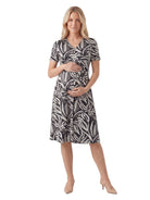 24seven Comfort Essential Maternity Abstract V Neck Short Sleeve A Line Midi Dress