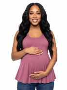 24seven Comfort Basic Maternity Scoop Neck Sleeveless Flared Tunic Tank Top