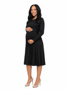 24seven Comfort Essential Maternity Midi Length Fit N Flare Pocket Dress