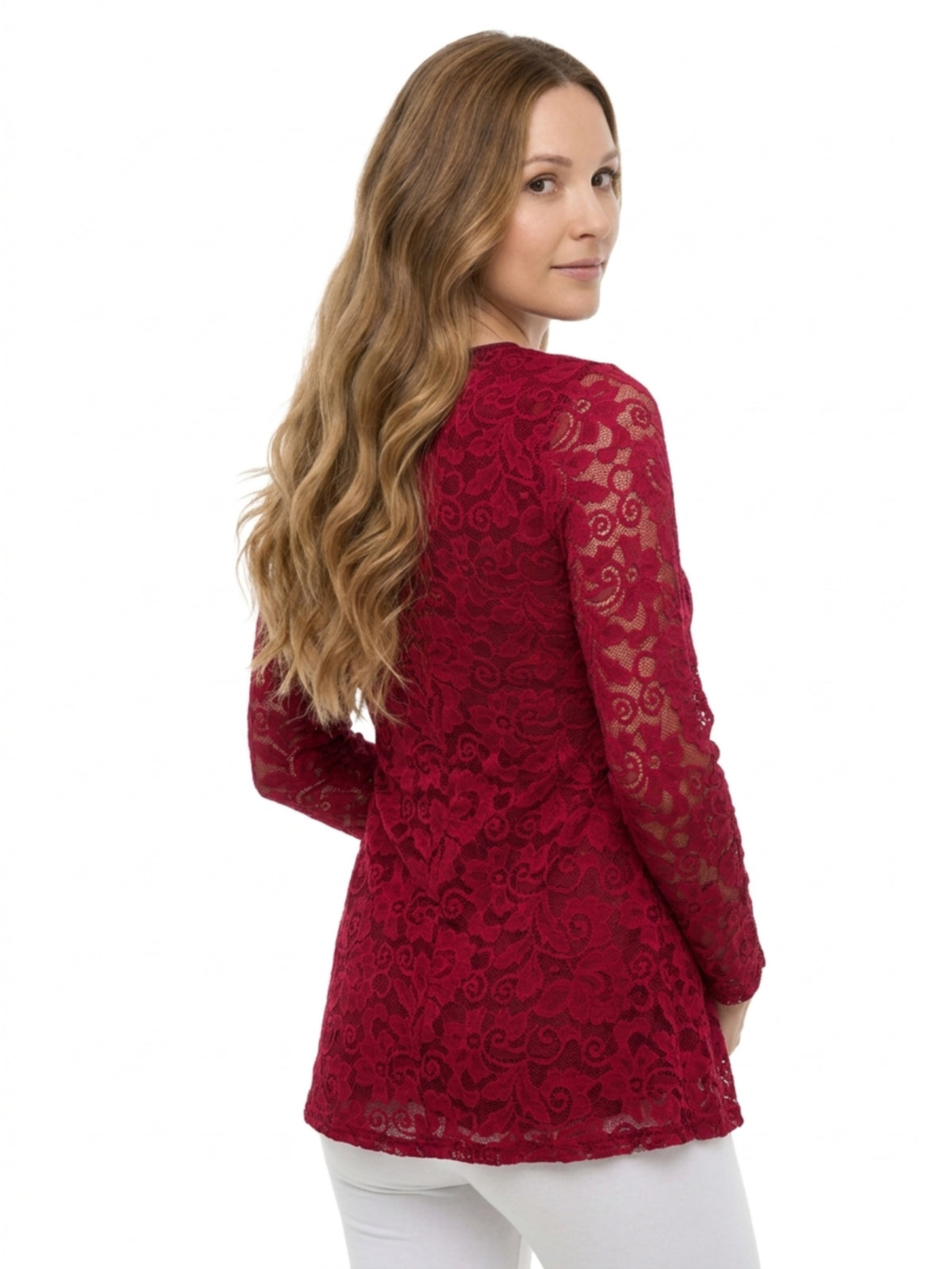 24seven Comfort Elevate Maternity Lace Scoop Neck Long Sleeve Tunic Top