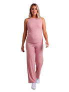 24seven Comfort Basic Maternity Ribbed Knit Tank Top and Elastic Waist Wide Leg Pant Set