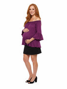 24seven Comfort Essential Maternity Elastic Neckline Bell Sleeve Loose Fit Tunic Top