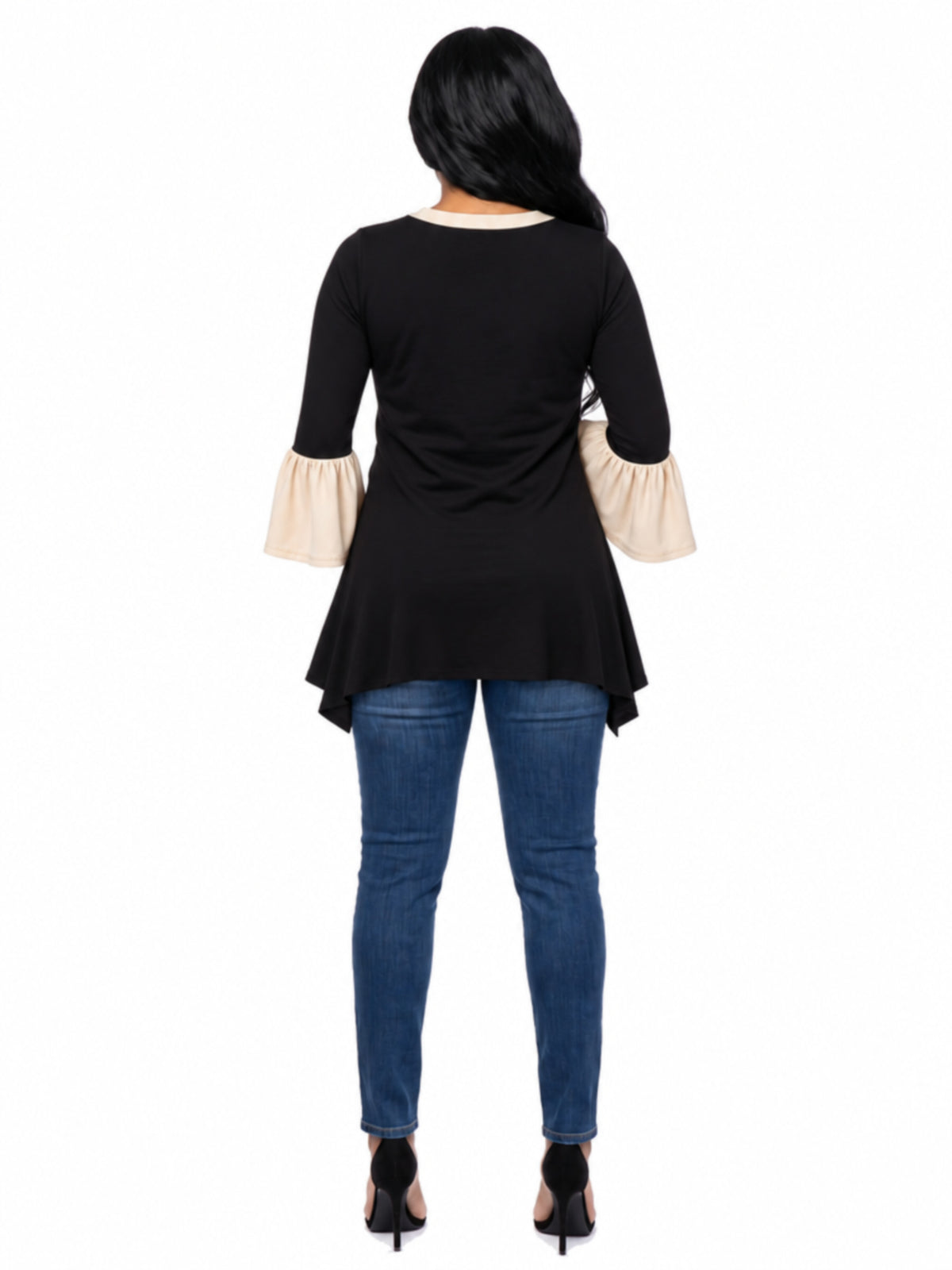 24seven Comfort Essential Maternity Scoop Neck Bell Sleeve Hi Low Tunic Top