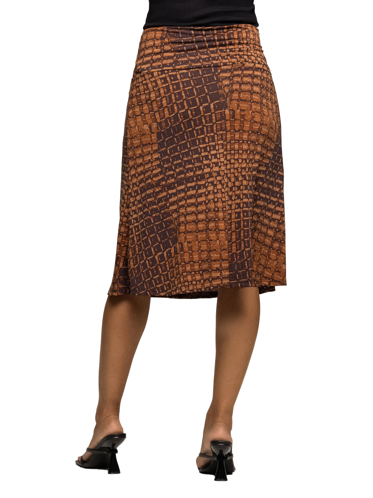 24seven Comfort Essential Maternity Brown Geometric Print Knee Length Skirt