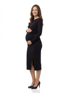 24seven Comfort Essential Maternity Long Sleeve with Side Slit Dress