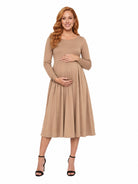 24seven Comfort Essential Maternity Midi Length Fit N Flare Pocket Dress