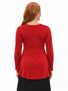 24seven Comfort Basic Maternity V Neck Long Sleeve Soft Flare Henley Style Tunic Top