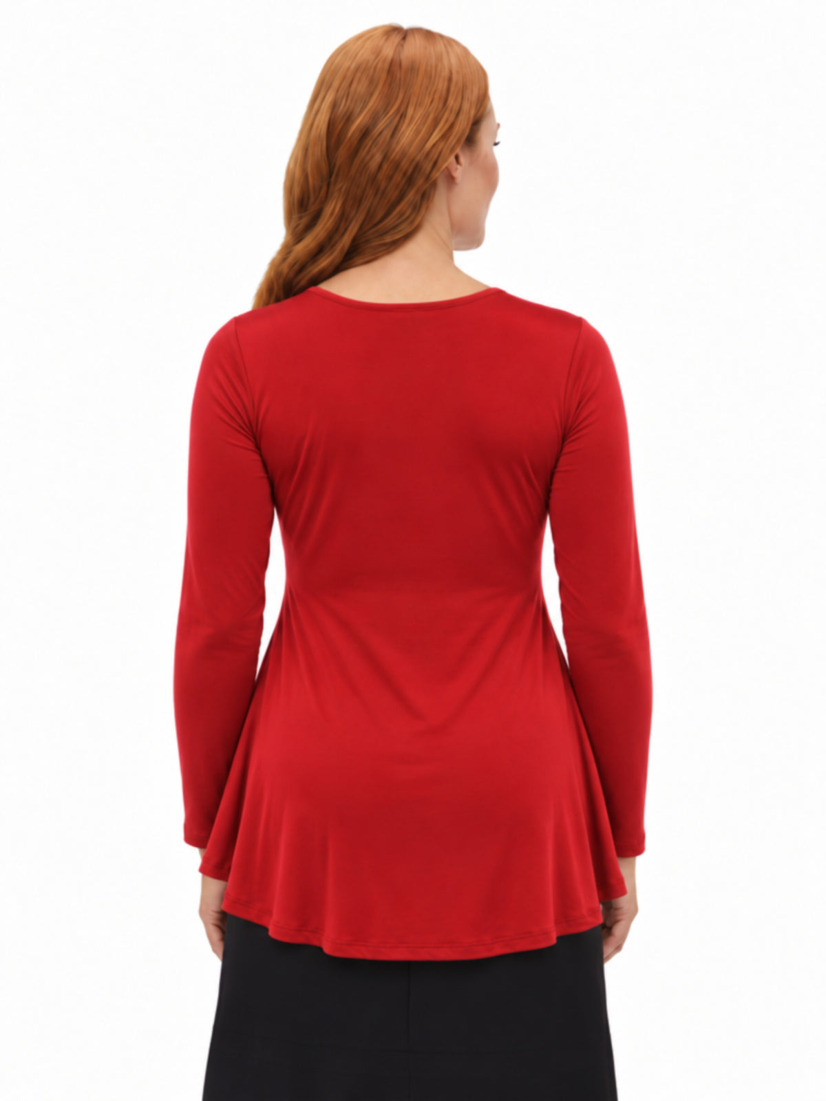 24seven Comfort Basic Maternity V Neck Long Sleeve Soft Flare Henley Style Tunic Top