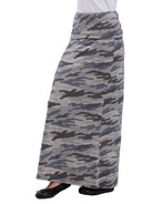 24seven Comfort Essential Womens Soft Stretch Camouflage Elastic Waist Maxi Skirt