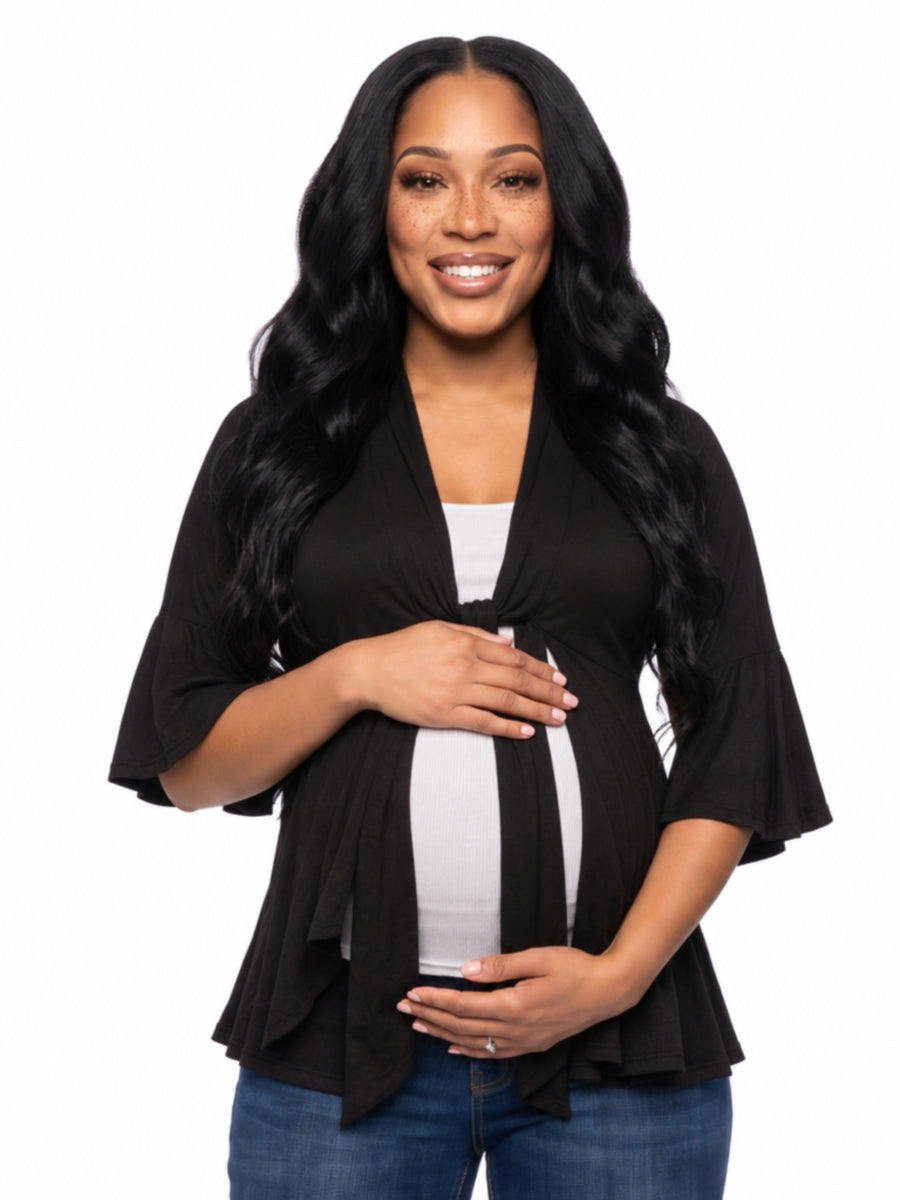 24seven Comfort Essential Maternity Tie Front Bell Sleeve Jacket