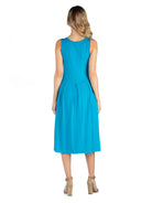24seven Comfort Essential Maternity V Neck Sleeveless Fit N Flare Pocket Midi Dress