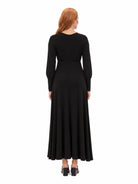 24seven Comfort Elevate Maternity V Neck Empire Waist Long Bishop Sleeve Maxi Dress