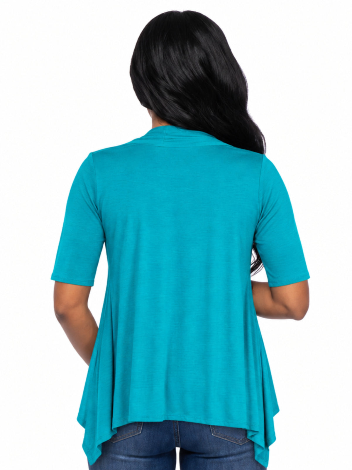 24seven Comfort Basic Maternity Open Front Elbow Sleeve Cascading Drape Loose Fit Jacket