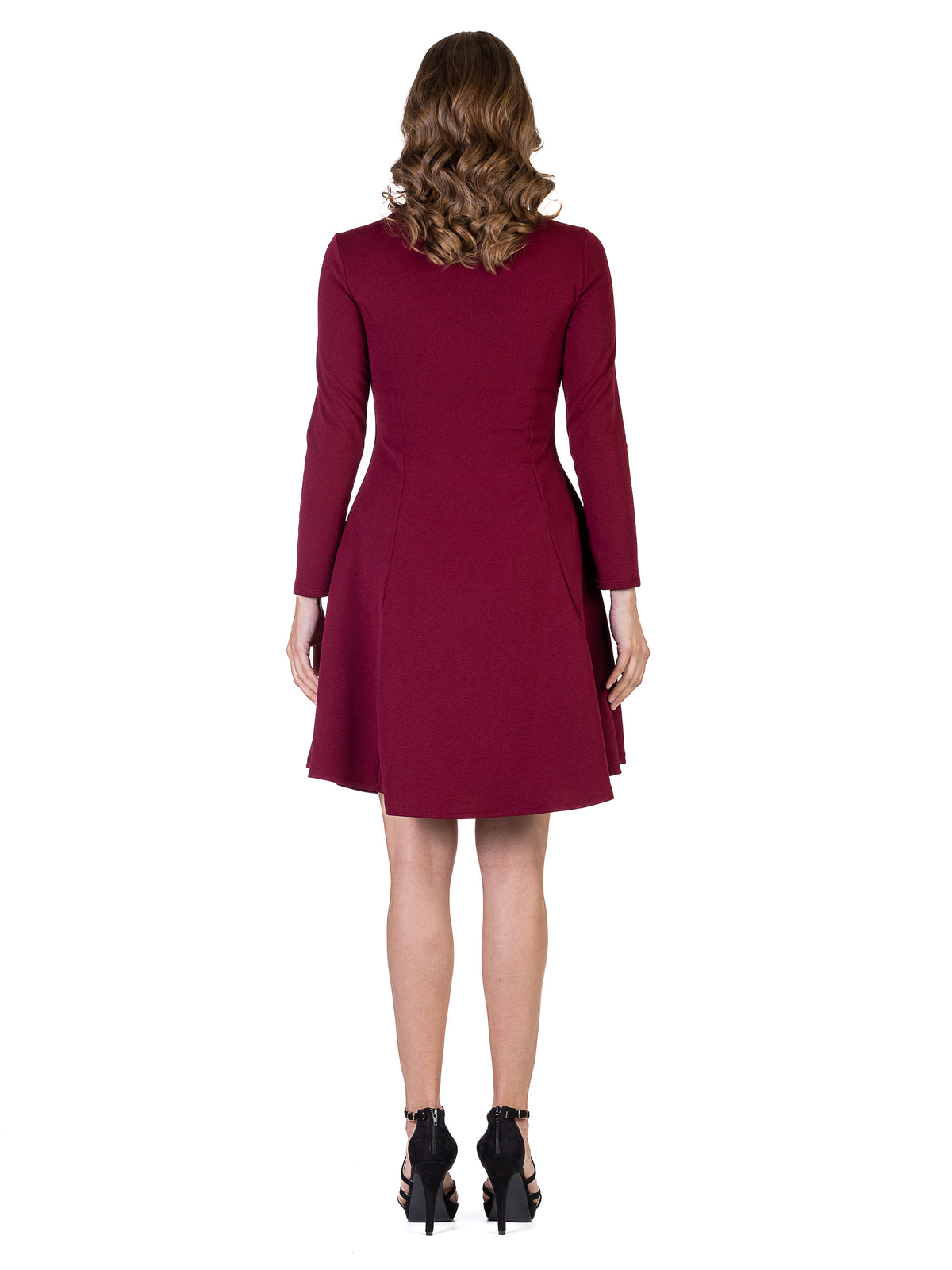 24seven Comfort Essential Petite Square Neck Long Sleeve Fit and Flare Dress
