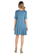 24seven Comfort Essential Maternity Round Neck Elbow Sleeve Flared T Shirt Pocket Dress
