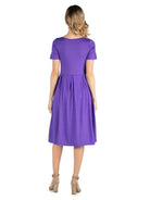 24seven Comfort Essential Maternity Boat Neck Short Sleeve Pleated Pocket Midi Dress