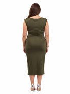 24seven Comfort Elevate Curvy Cap Sleeve Twist Midi Dress