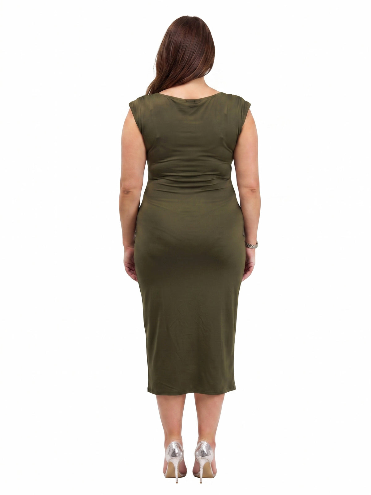 24seven Comfort Elevate Curvy Cap Sleeve Twist Midi Dress