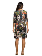 24seven Comfort Essential Maternity Green Paisley Print Scoop Neck Three Quarter Sleeve Fit N Flare Dress