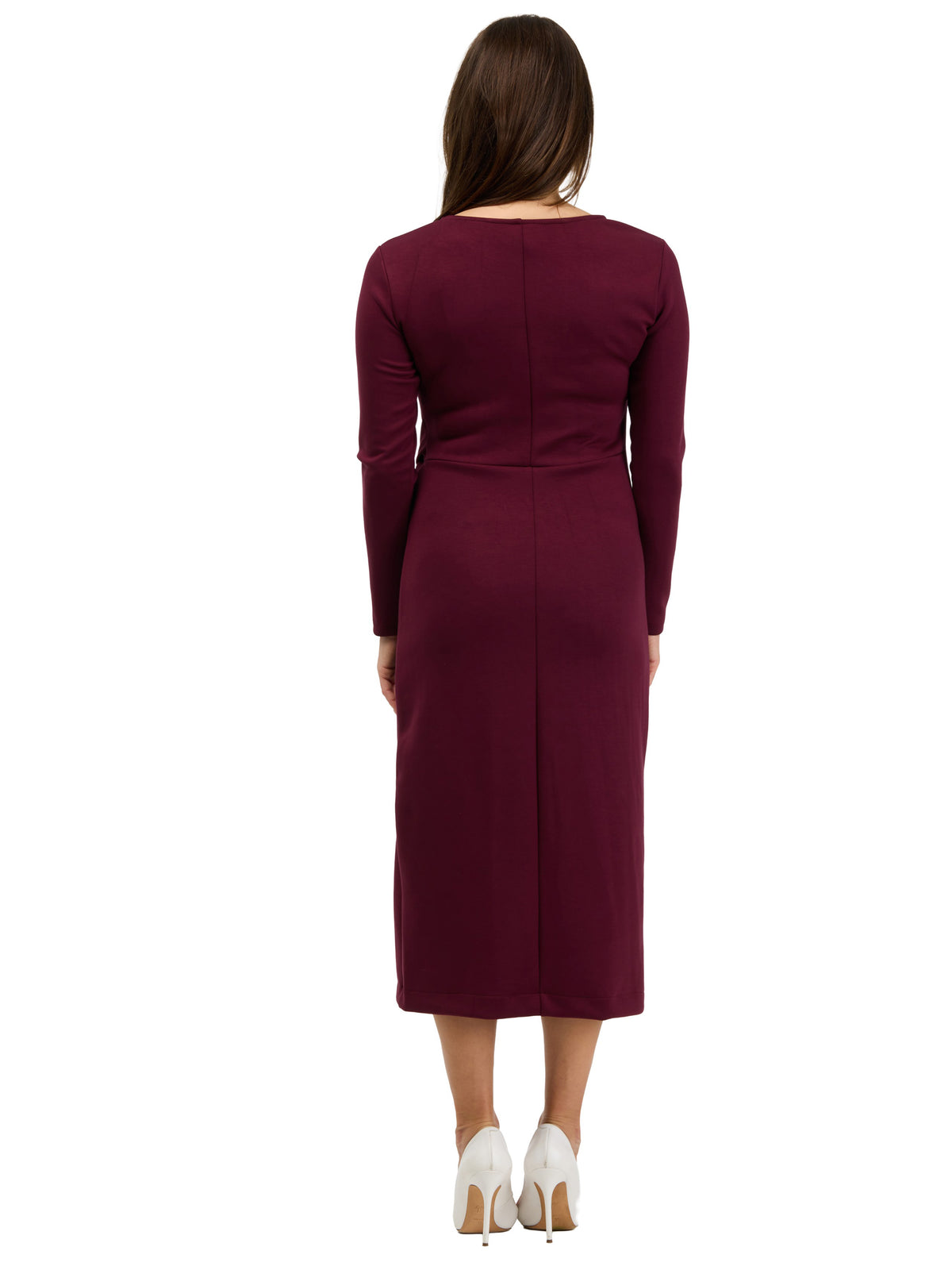24seven Comfort Essential Womens Long Sleeve Knot Front Midi Dress