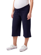 24seven Comfort Basic Maternity Ribbed Knit Drawstring Flared Capri Pants