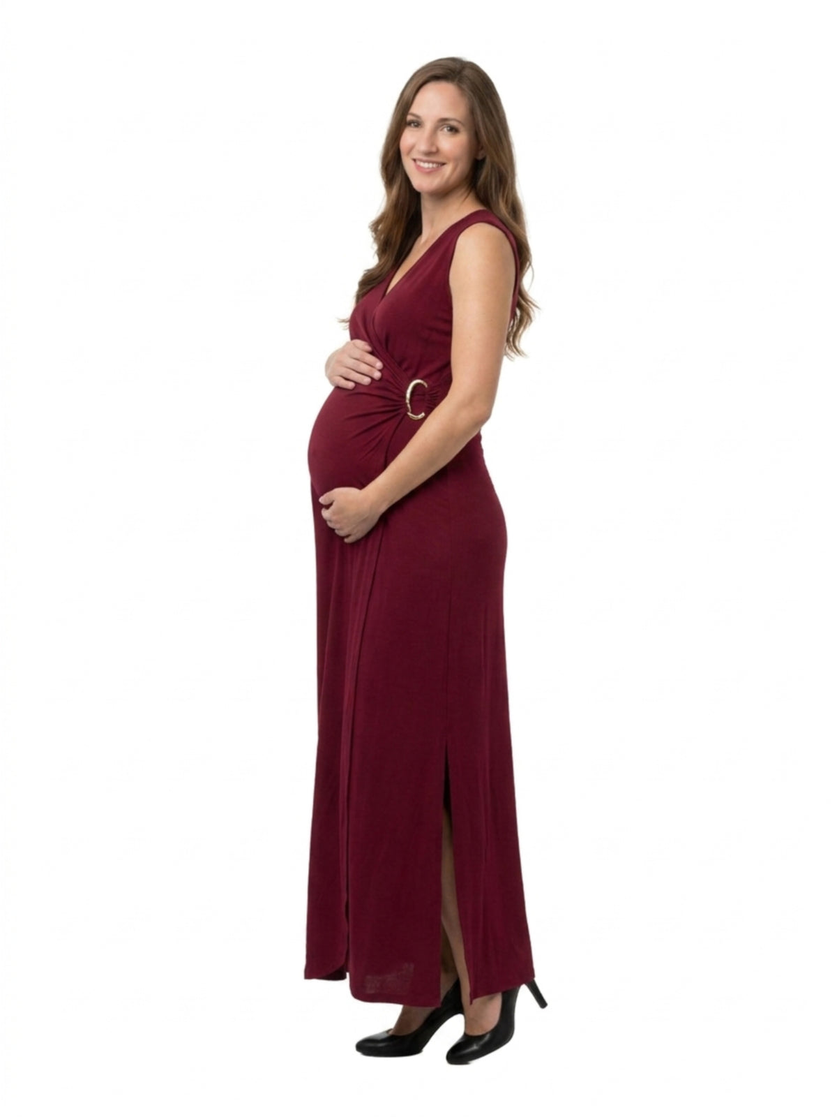 24seven Comfort Elevate Maternity V-Neck Wrap Maxi Dress