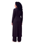24seven Comfort Basic Maternity Long Sleeve Tie Waist Soft Jacket and Elastic Waist Wide Leg Pant Set