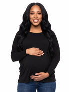 24seven Comfort Basic Maternity Wide Boat Neck Long Sleeve Dolman Style Top