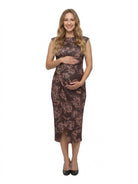 24seven Comfort Elevate Maternity Cap Sleeve Floral Twist Midi Dress