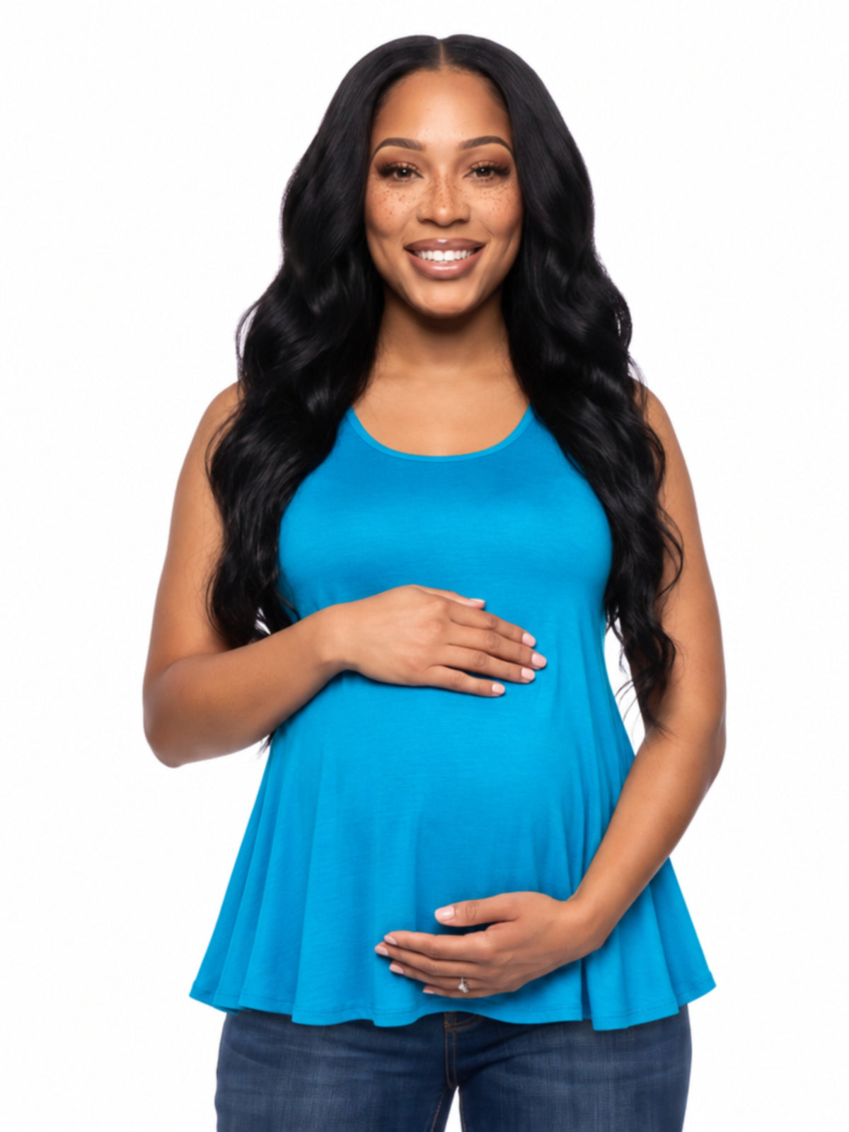 24seven Comfort Basic Maternity Scoop Neck Sleeveless Flared Tunic Tank Top