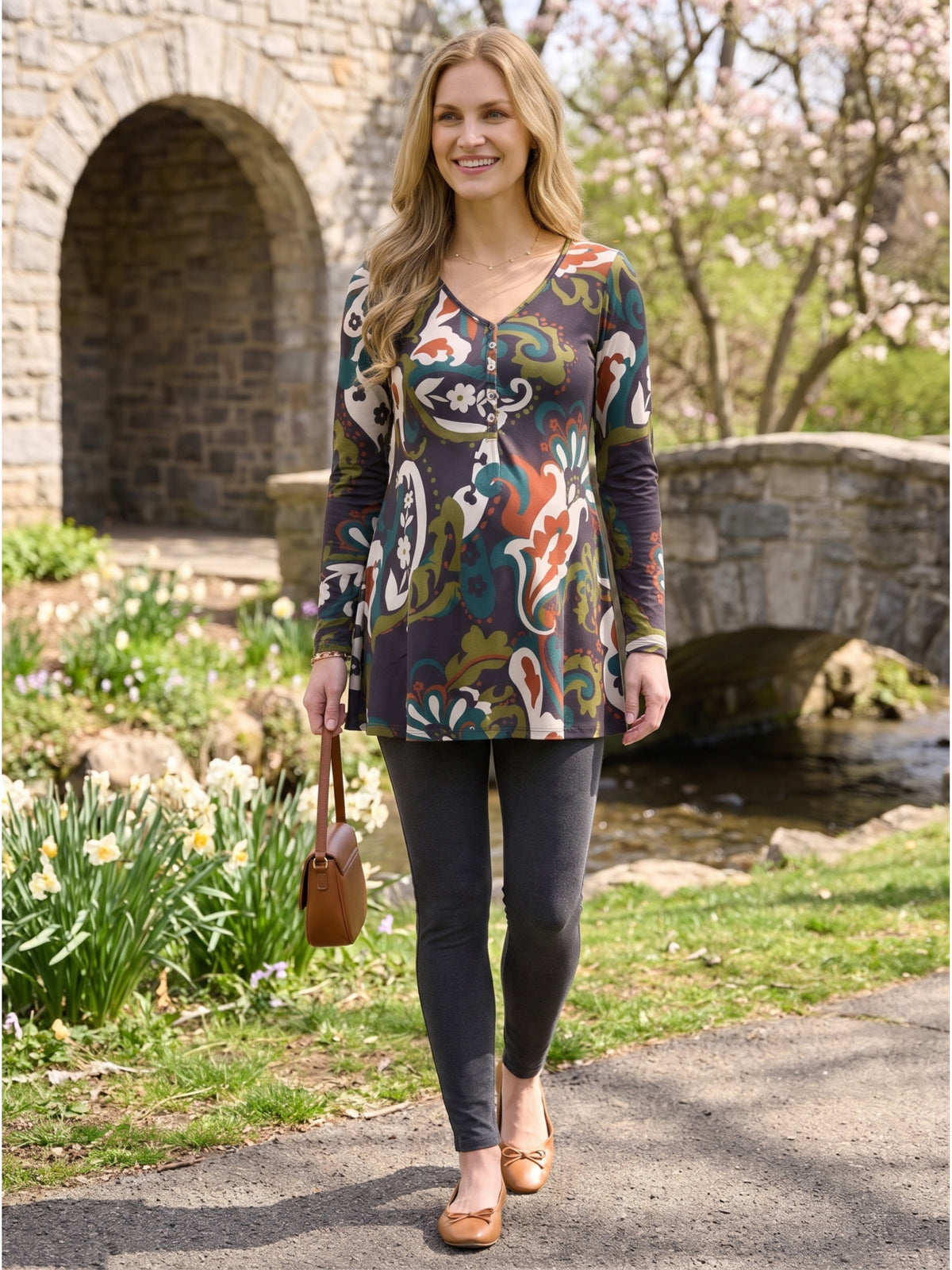 24seven Comfort Essential Maternity Floral Print Long Sleeve Top