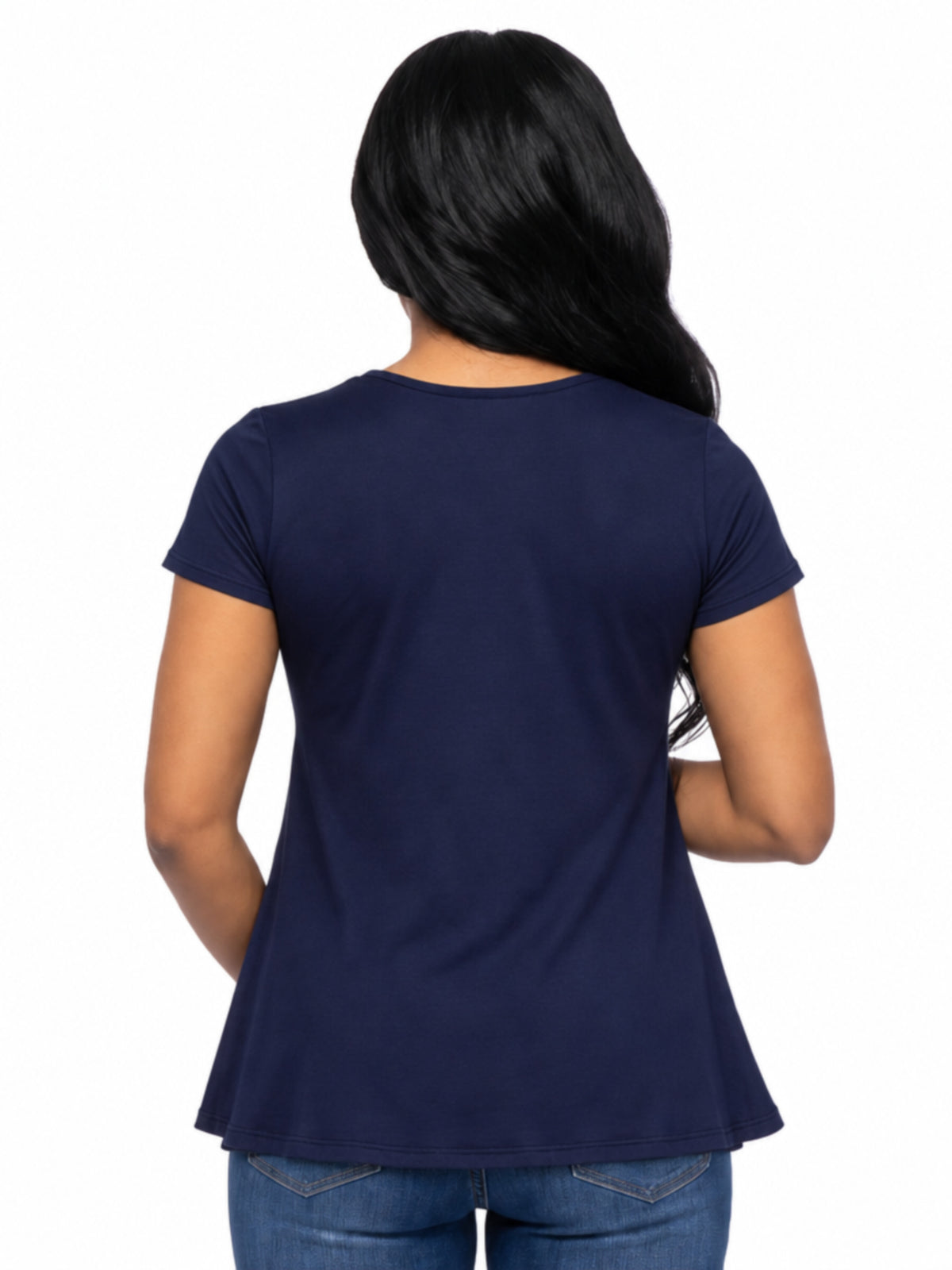 24seven Comfort Basic Maternity V Neck Short Sleeve Swing Tunic Top