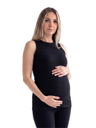 24seven Comfort Basic Maternity Ribbed Knit Round Neck Sleeveless Tank Top