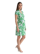 24seven Comfort Essential Maternity Floral Collar Knee Length Side Tie Wrap Dress