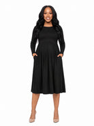 24seven Comfort Essential Maternity Midi Length Fit N Flare Pocket Dress